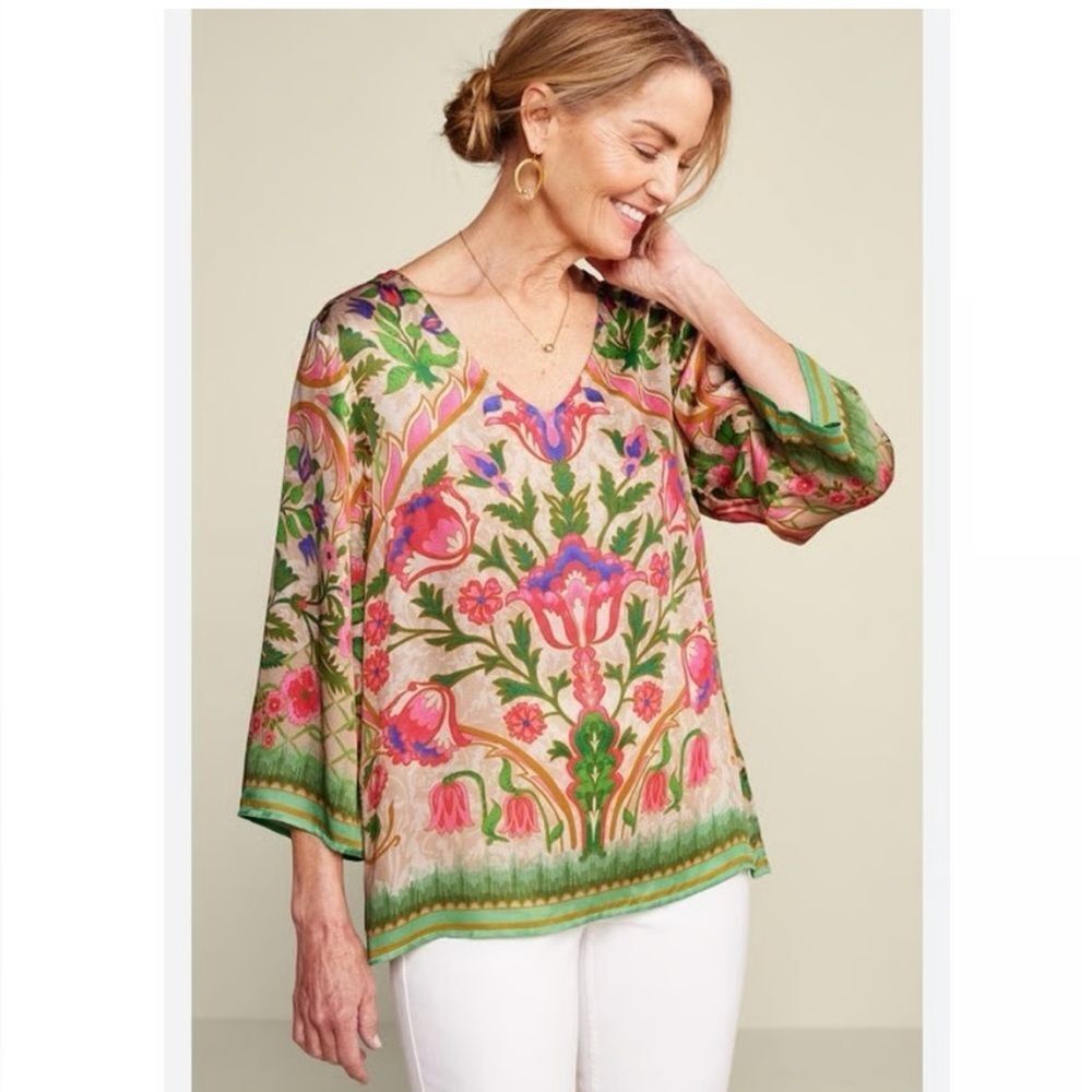 Soft Surroundings Neriah Floral Print Top
